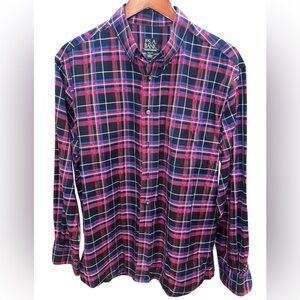 Jos. A. Bank Men's Plaid Shirt - Red and Blue